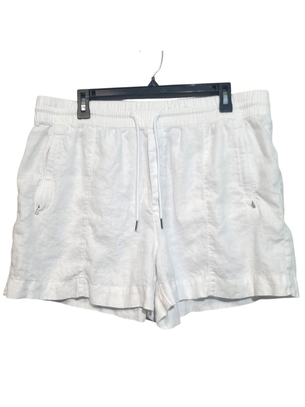 Athleta Retreat Linen Mid Rise Shorts White XL 658548